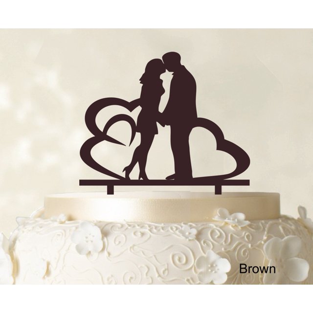 Wedding Couple Cake Topper With Heart Personalized Cake Topper Color Option Available 6-7 Inches Wide