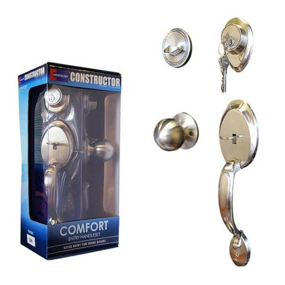 Constructor Comfort Entry Lock Set with Door Lever Handle, Satin Nickel