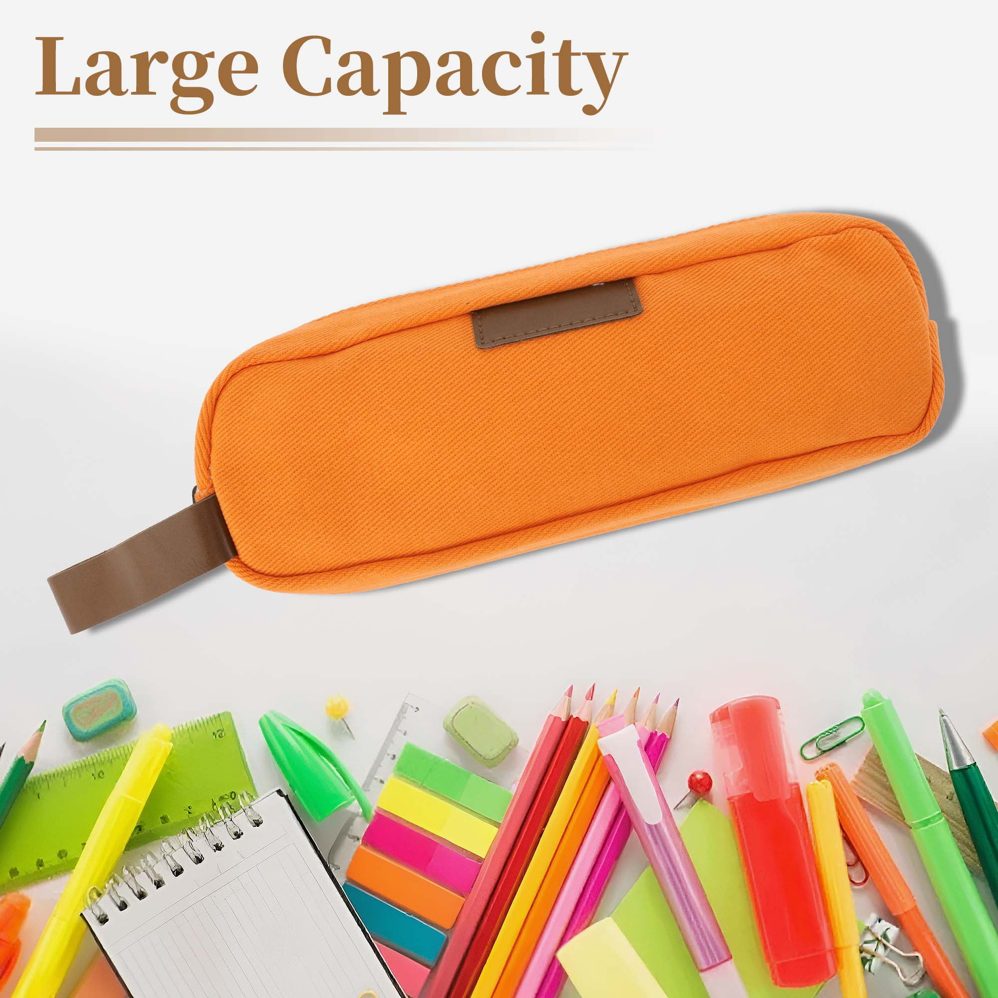 Unique Bargains Cotton Style Aesthetic Pen Bag Organizer Orange