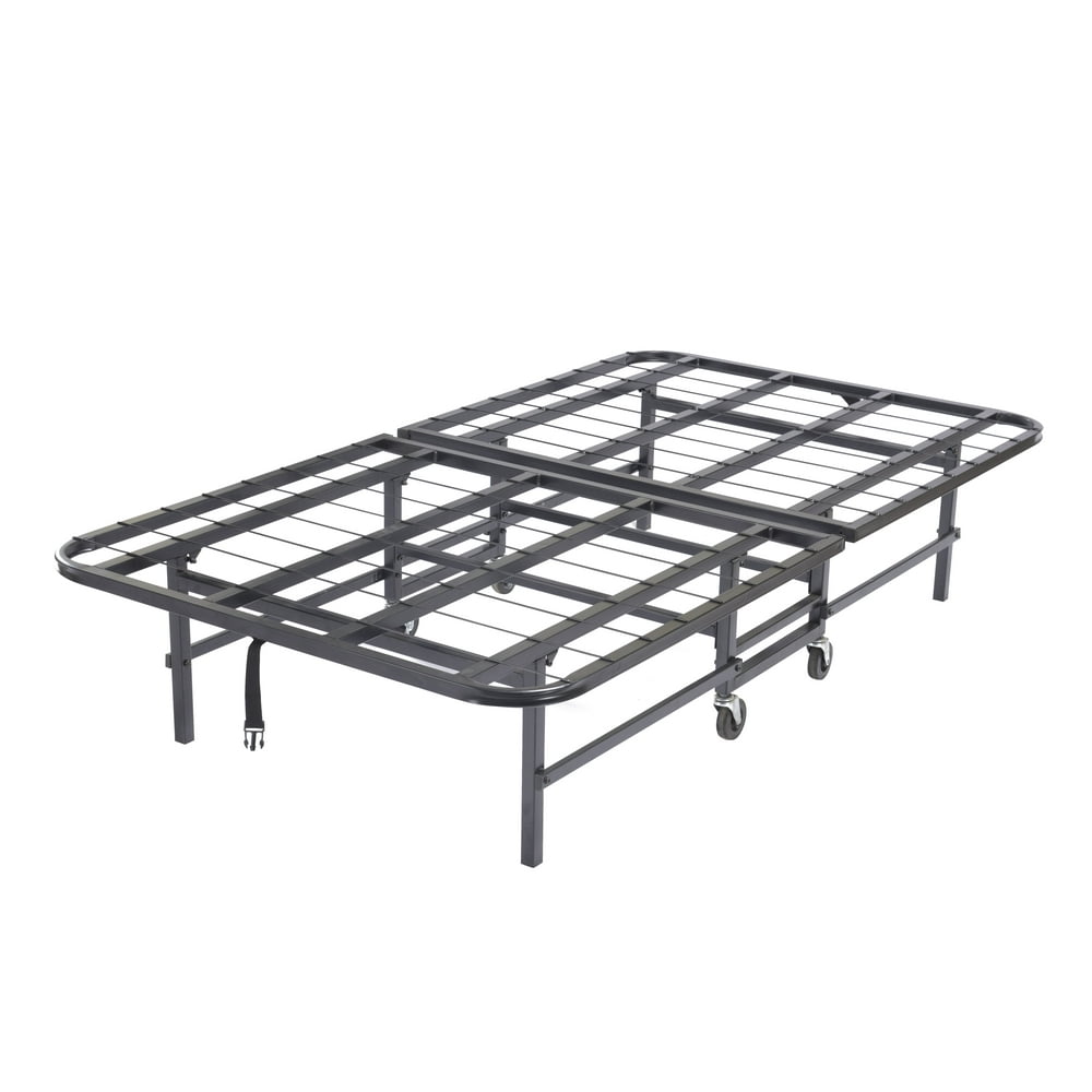 Angel Folding Platform Bed Frame, Twin Size, Black Heavy Duty Metal