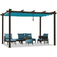 thumbnail image 3 of PURPLE LEAF Pergola 10' X 12' Outdoor Pergola Metal Pavilion Pergola Patio Pergola with Shade Cover for Garden Yard Gazebo, Turquoise Blue, 3 of 10