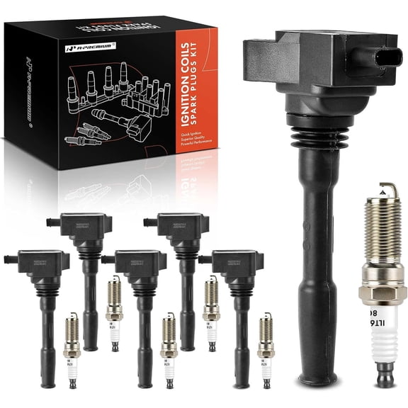 A-Premium Set of 6 Ignition Coil Pack and Iridium Spark Plugs Compatible with Ford F-150 2018-2021, Explorer 2020, Edge 2019-2020, Police Interceptor Utility & Lincoln Aviator, Nautilus, 2.7L 3.0L