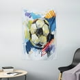 thumbnail image 1 of Soccer Tapestry, Spherical Soccer Ball Illustration with Colorful Distressed Details in Motion Art, Wall Hanging for Bedroom Living Room Dorm Decor, 40W X 60L Inches, Multicolor, by Ambesonne, 1 of 2