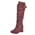 thumbnail image 1 of B91xZ Bottes d'Hiver pour Femmes Mode Talon Bas Fermeture Éclair Mi-Mollet Chaussures, Rouge 8, 1 of 5