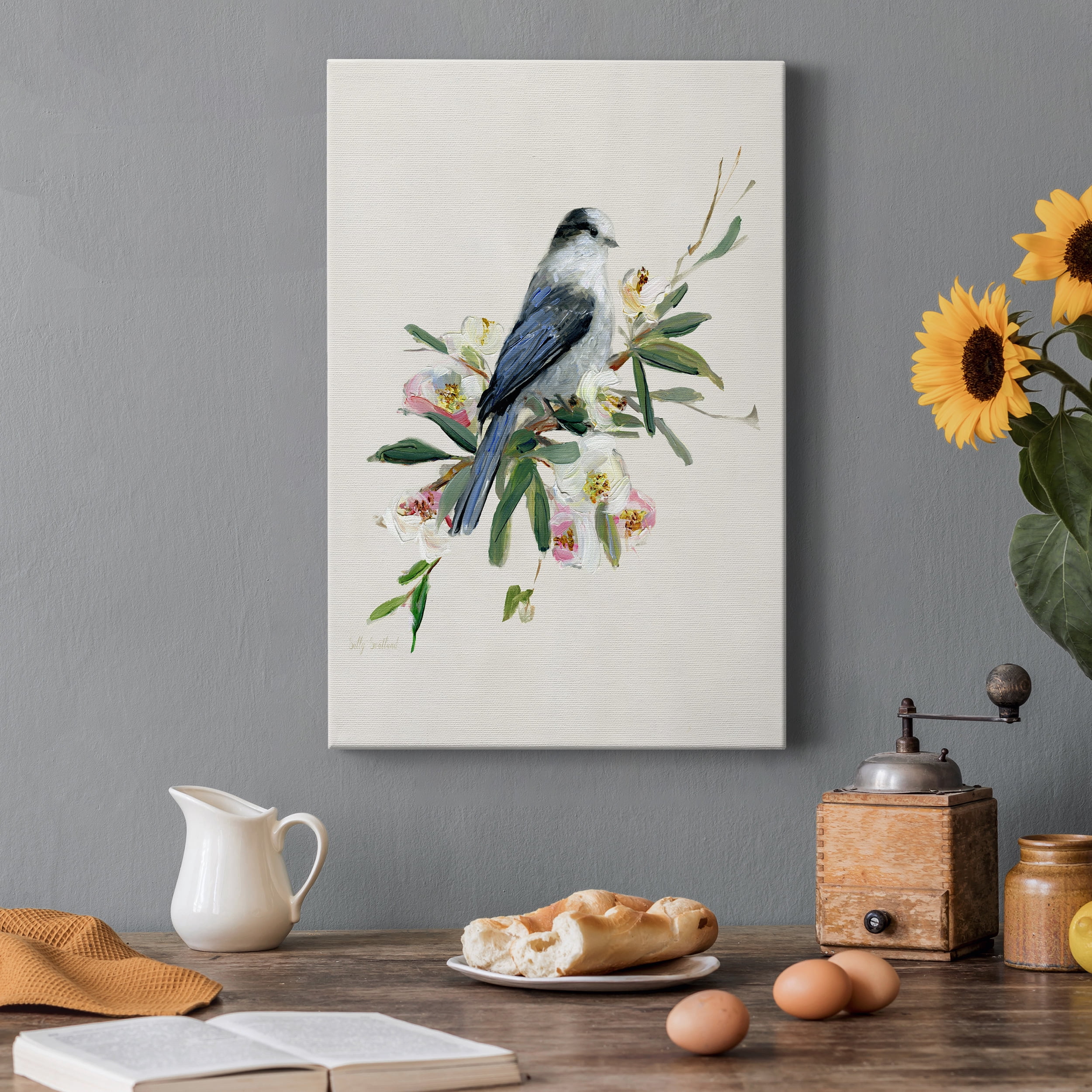 Spring Song Gray Jay Premium Gallery Wrapped Canvas - Ready to Hang - 8 x 12