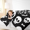 thumbnail image 3 of Feelyou Spooky Skull Twin Bedding, Cartoon Halloween Skeleton Bedding Comforter Set, Black White, Black Reversible, 7 Pieces, 3 of 7
