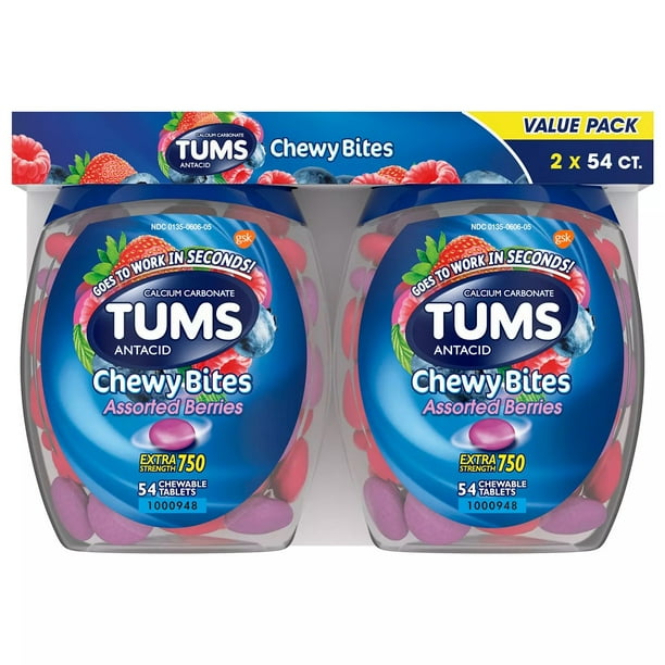 TUMS Chewy Bites Chewable Antacid Tablets for Heartburn Relief