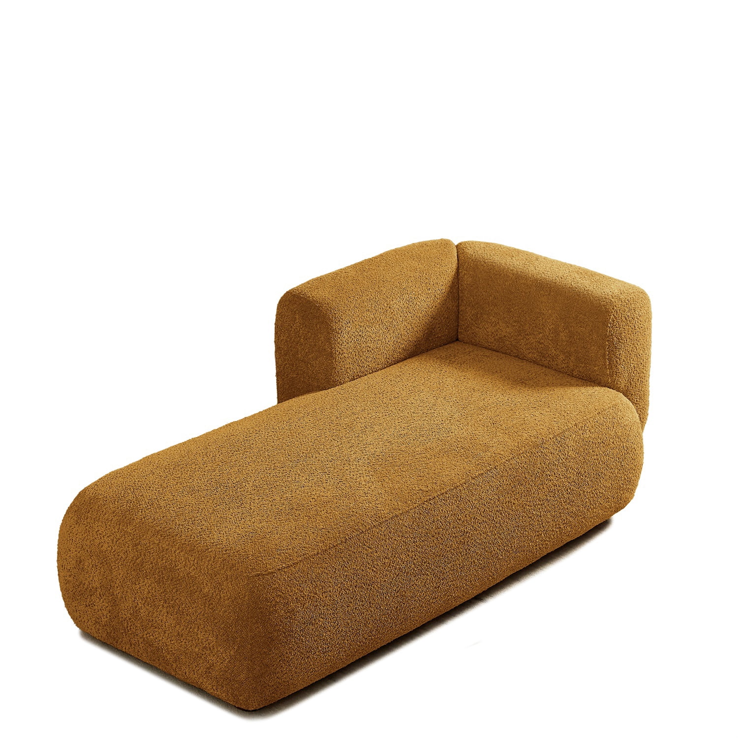Hommoo 64" Boucle Upholstered Chaise Lounge Chair, Modern Tufted Leisure Sofa Chaise Sofa for Living Room, with Right Arm, Orange