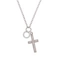 thumbnail image 2 of Delight Jewelry Silvertone Tia Eternity Ring I Set You Apart Engraved Cross Zoey Necklace, 28", 2 of 4