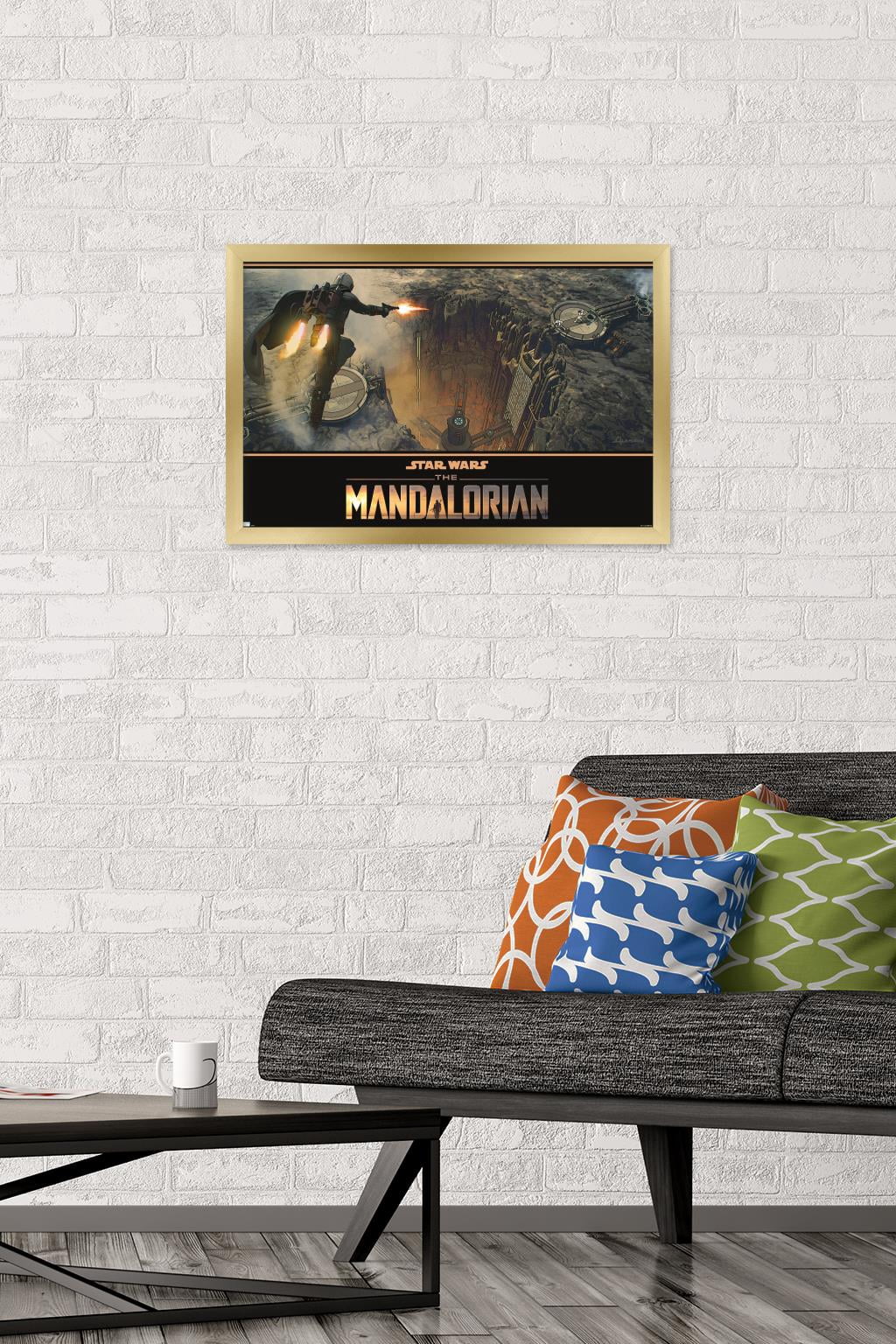 Star Wars: The Mandalorian Season 2 - Base Battle Wall Poster, 14.725" x 22.375", Framed
