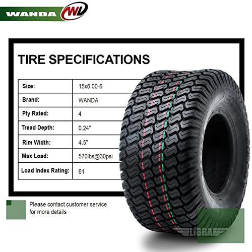 Pneu Wanda P512 11x4.00-5 4PR | Pour Tondeuse à Gazon, Tondeuse Autoportée, Tracteur à Gazon