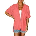 thumbnail image 2 of Watermelon Red Plus Size Blouses For Women Fashion 2024 Womens 2024 Summer Lightweight Cardigan Short Sleeve Open Front Casual Loose Cover Ups Tops Blouse, 2 of 9