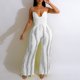 thumbnail image 2 of Gibobby pantalones siameses de pierna ancha Traje casual para mujer Moda de verano Traje de dos piezas de manga corta europeo y americano(Blanco， M), 2 of 5