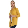 thumbnail image 2 of Simply Ravishing Women's Basic Assymetrical 3/4 Sleeve Open Drape Cardigan, 4X, Mustard, 2 of 5