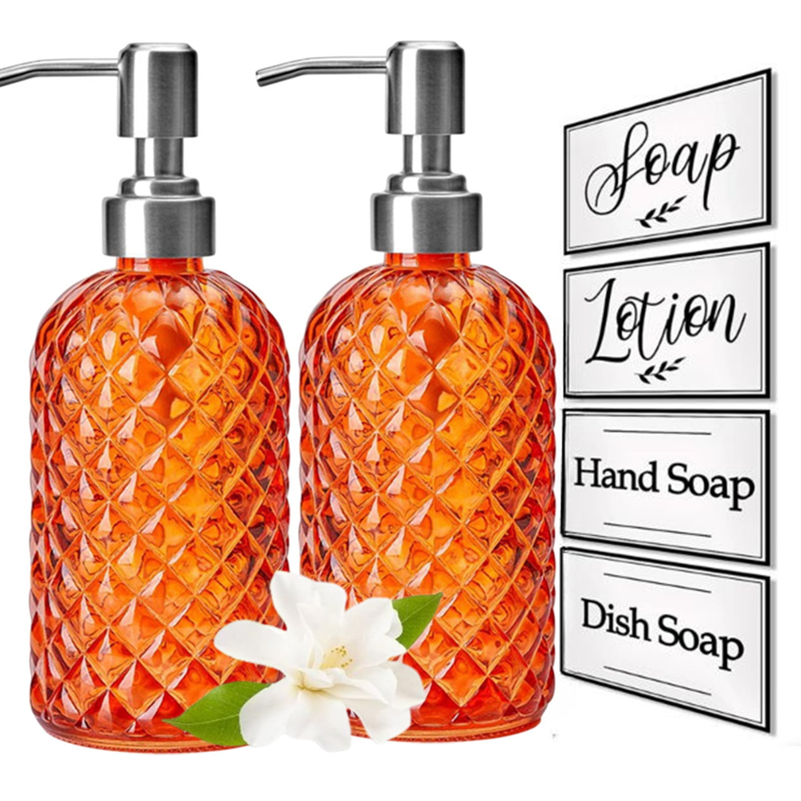 Bxaolu Soap Dispenser with Rust Proof Pump Refillable Glass Soap Dispenser for Bathroom Kitchen to Dispense Dish Soap Hand Soap Lotion. and More