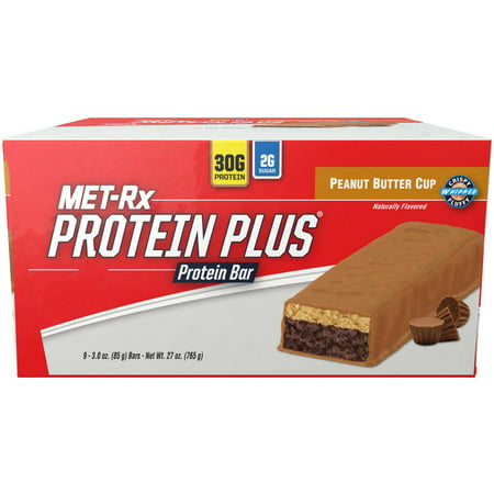 MET-Rx Protein Plus Coupe de beurre d'arachide Barres de protéines, 3,0 oz, 9 count