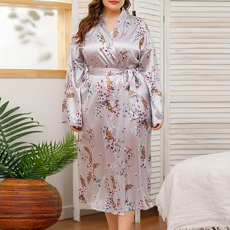 Long Silk Robes For Women Plus Size Lightweight Satin Bathrobe For Sexy Comfy Sleepwear Kimono Dressing Gown Walmart.com