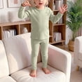 thumbnail image 2 of Enyan Toddler Boys Girls Thermal Underwear Set Kids Thermals Long Johns Tops Bottom Warm Unisex Outfit Green,3-4 Years, 2 of 5