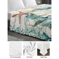 thumbnail image 5 of Full Size Flat Sheet Only, Teal Coastal Crab Soft Brushed Microfiber Bed Sheets, Vintage Summer Beach Nautical Coral Hotel Quality Breathable Bedding Top Sheet, Easy Care, 66"x102", 5 of 9