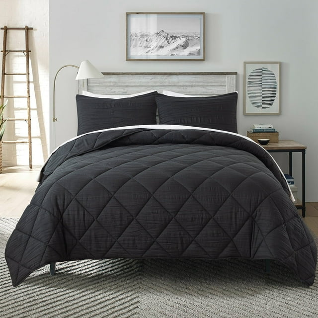JML 2 Pieces Black Twin Comforter Set, Soft Microfiber Bedding Set With 1 Comforter and 1 Pillow Case Suit for All Seasons