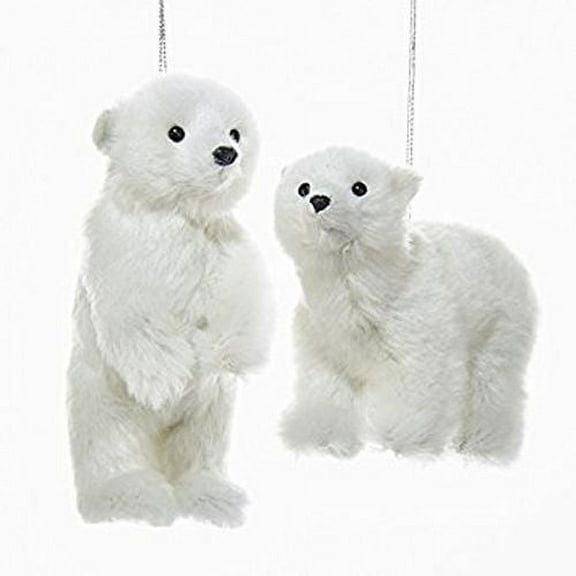 Kurt Adler 4"Furry Polar Bear Ornament 2/Asstd