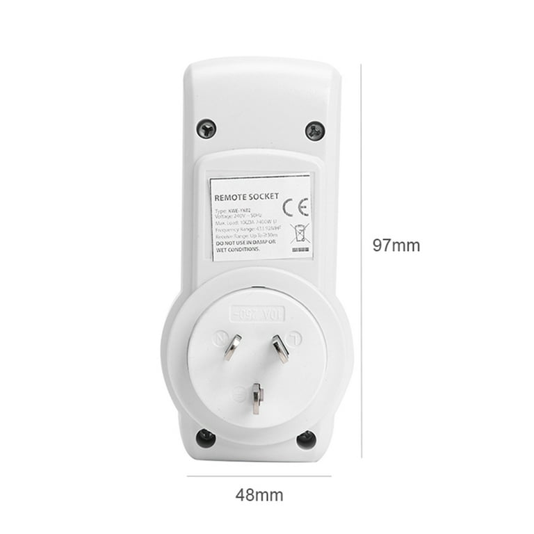 2× Wireless Outlet Plug Remote Light Switch 10A/1200W No Wiring Anti-Surge  4000V