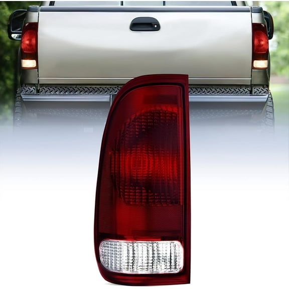 Nilight Taillight Assembly Compatible with 1997 1998 1999 2000 2001 2002 2003 2004 2005 2006 2007 Ford F150 Styleside F250 F350 F450 F550 Super Duty Dark Red Rear Lamp OE Style