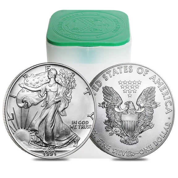 Roll of 20 - 1991 1 oz Silver American Eagle $1 Coin BU