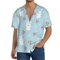thumbnail image 3 of Vsdgher Easter Rabbit Print Men's Wrinkle Free Untucked Cuban Shirt Business Casual Button Down Shirts Short Sleeve Shirt, 3 of 7