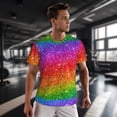 thumbnail image 3 of Wukai Colorful Glitter Print Men's Short-Sleeved Mesh T-Shirt,Quick-Dry Short Sleeve Workout T-Shirt-3X-Large, 3 of 8