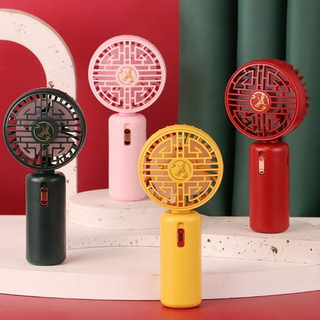 

Frogued Handheld Fan Chinese Style Rechargeable Low Noise Strong Wind Adjustable Speed Cooling Energy-saving Outdoor Summer Handheld USB Mini Fan for Student (Green)