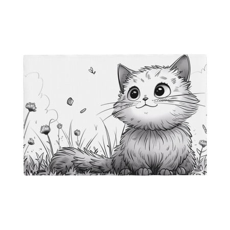 

Placemats Set of 4 / 6 Cute Cat Meadow Sketch Placemats for Dining Table Indoor/Outdoors Heat Resistant Washable Placemats 18 x 12