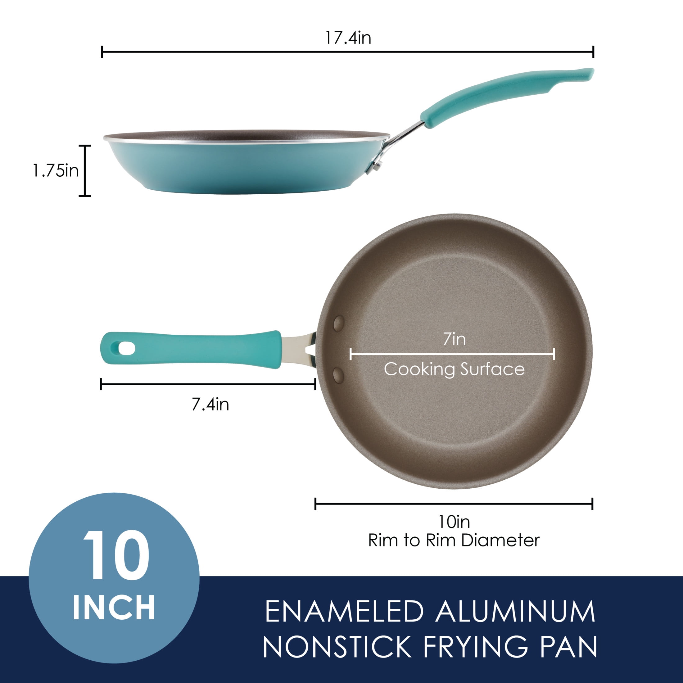 Rachael Ray Cook + Create Aluminum Nonstick Frying Pan, 10 inch, Agave Blue