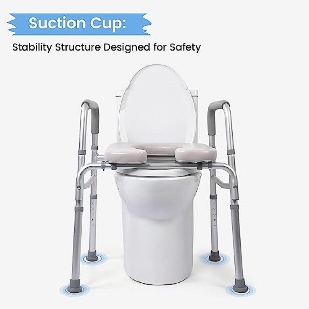 Yiwa 350LB Raised Toilet Seat for Senior, Adjustable Height, Padded Seat for Elderly, Disabled