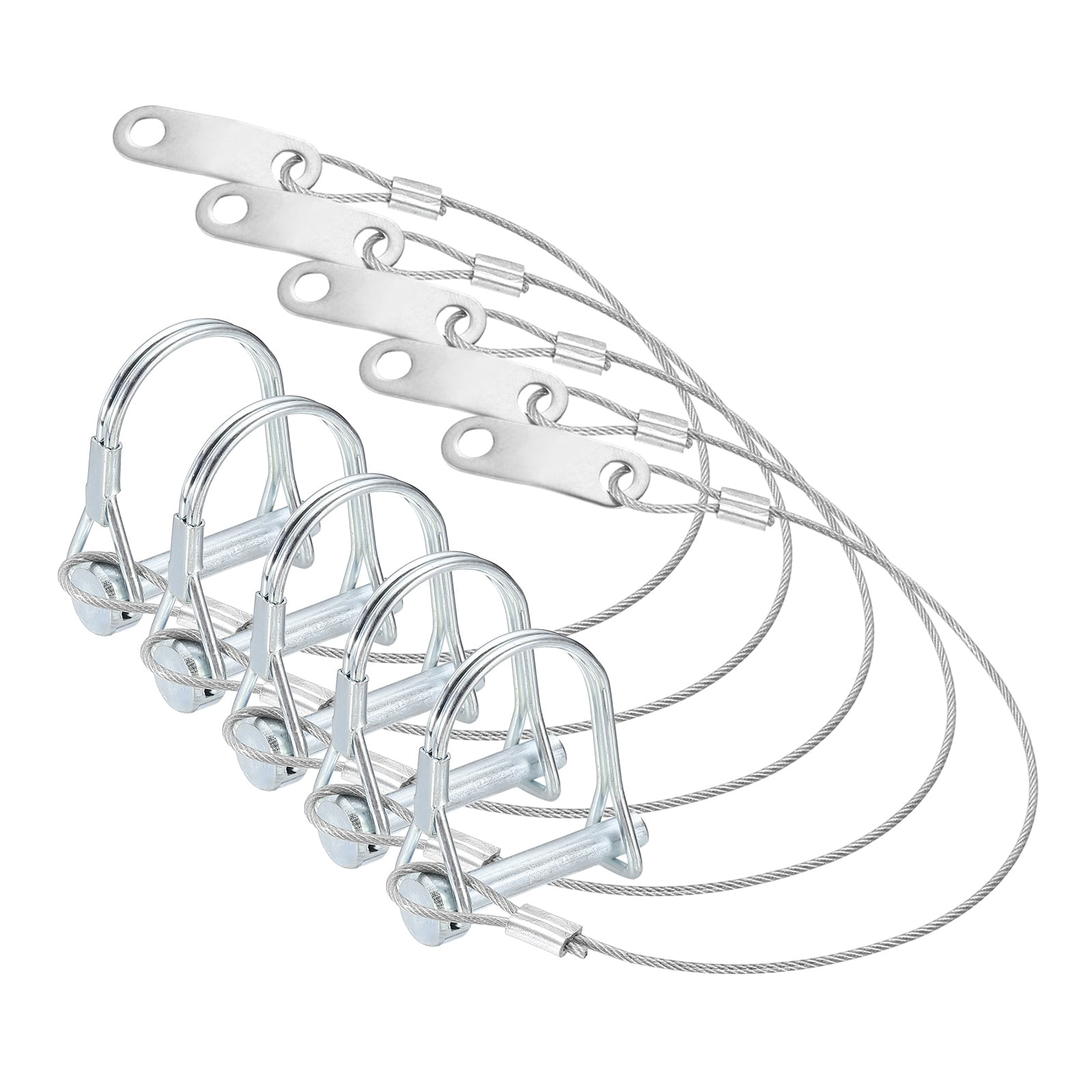 Uxcell 5pcs Trailer Coupler Pin with Quick Release Ring (15/64 x 1-3/8 ) - Carbon Steel Wire Trailer Locking Hitch Pins with Anti-Lost Towing Rope for Towing Wagons/ Lawn/Farm/Garden