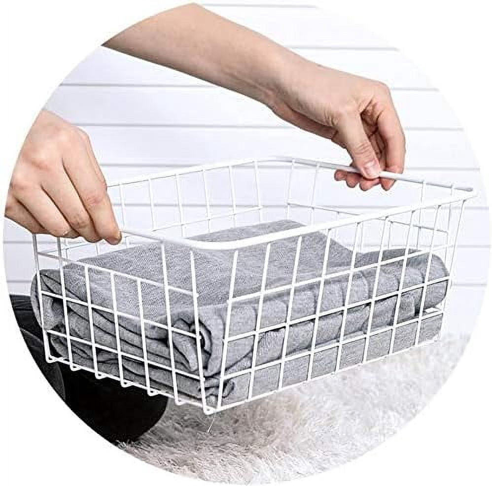 4 Pack Wire Baskets Storage Bin Organizer for Pantry Organizers and Storage, Kitchen Organization Counter Basket for Fruit, Vegetable, Produce, Bread, Potato and Onion Storage Bins(White,Small)