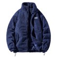 thumbnail image 3 of Quilted Jackets for Men Windproof Long Sleeve Turndown Collar Solid Color Casual Winter Fleece Windproof Comfortable Warm Jackets with Pockets, 3 of 8