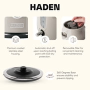 Haden Dorset 1.7 Liter Electric Water Kettle with Base, Putty & Chrome