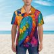 thumbnail image 2 of Balery Vibrant Parrot Splash Art Camisas hawaianas de manga corta para hombre, camisas playeras de corte holgado, camisas de vacaciones con botones,Small, 2 of 7