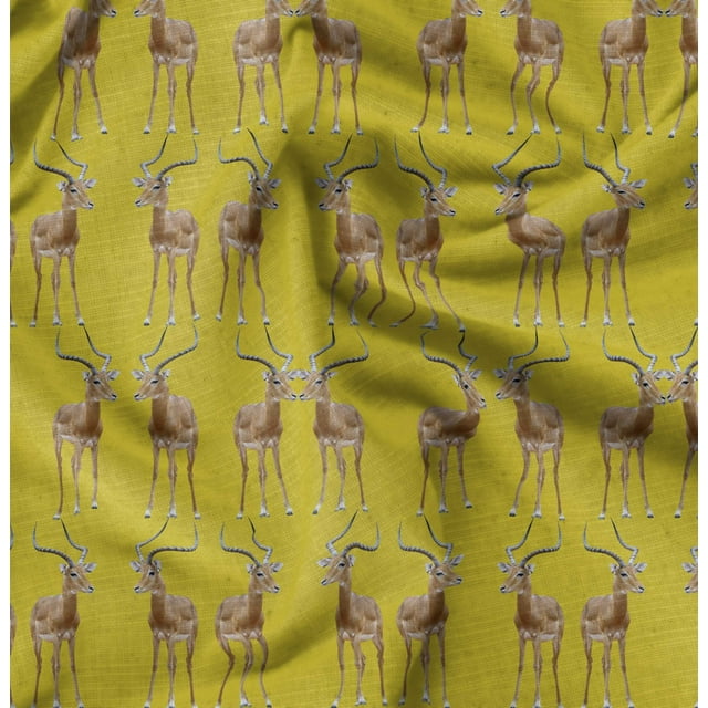 Soimoi Poly Georgette Fabric Deer Animal Fabric Prints by Yard 42 Inch Wide