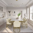 thumbnail image 3 of POVISON 91" Bura Modern Faux Marble Dining Table For 8，White Rectangular Tabletop Gold Stainless Legs, 3 of 9