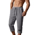 thumbnail image 6 of Men's Lightweight Long Beach Shorts Striped Textured Quick Dry Below Knee 3/4 Capri Pants with Pockets for Workout Running Training Summer Big and Tall Size S-4XL Dark Gray, 6 of 7