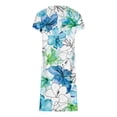 thumbnail image 5 of Robes d'Été Robe d'Été Femmes en Vrac Casual V-Cou Imprimé à Manches Courtes Robes Bleu Ciel L, 5 of 5