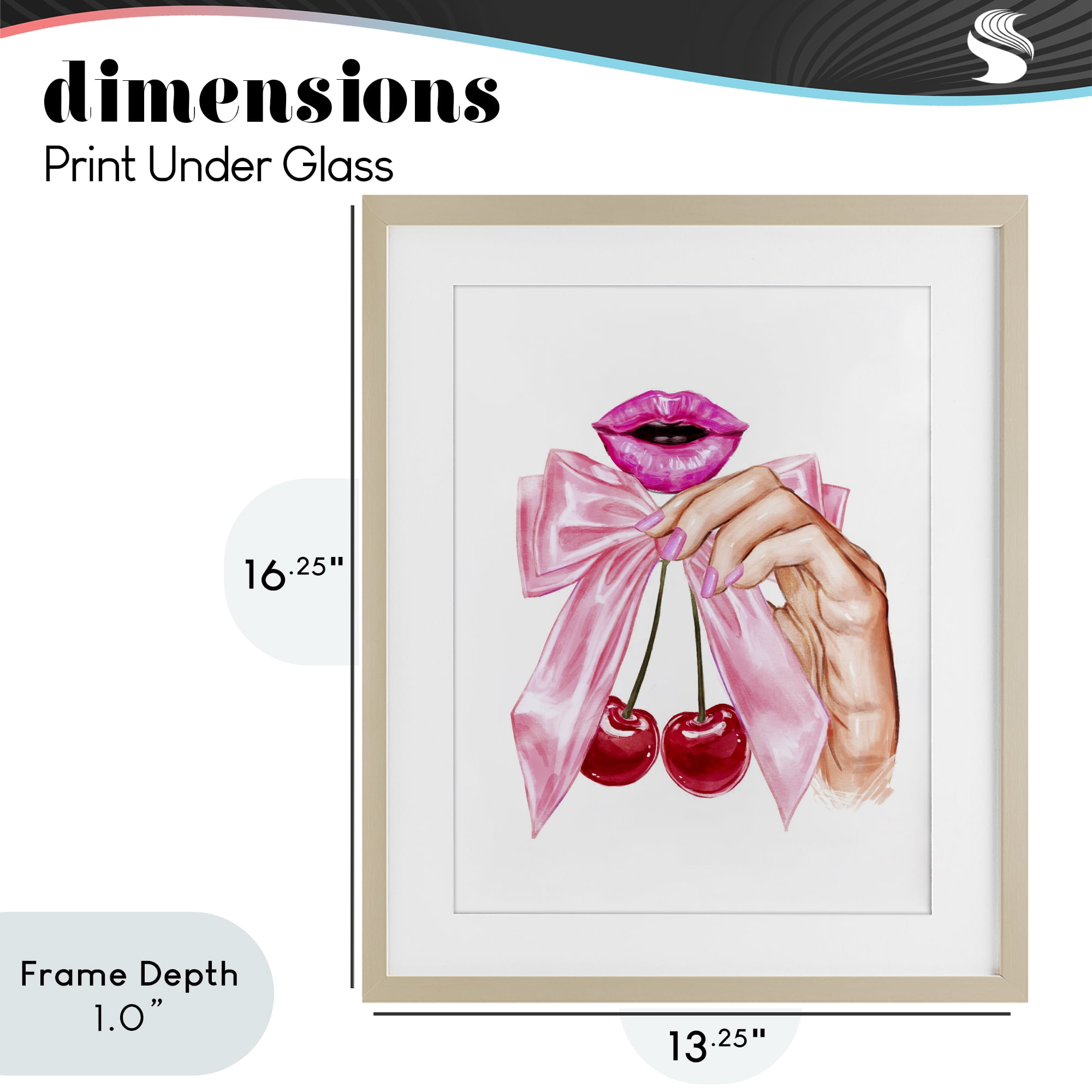 Stupell Industries Lips & Feminine Cherries Birch Framed Print Under Glass, design by Ziwei Li