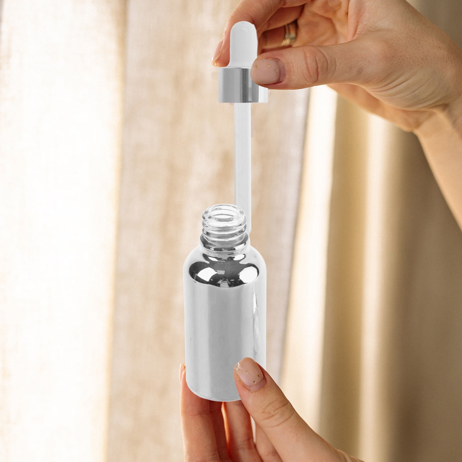 Raindrops  10 Pcs Portable Small Dropper Bottles Squeezable Miss Travel Silver