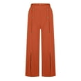 thumbnail image 4 of Timegard Pants for Women Elastic High Waisted Button Straight Leg Solid Color Casual Loose Comfy Pants, 4 of 6
