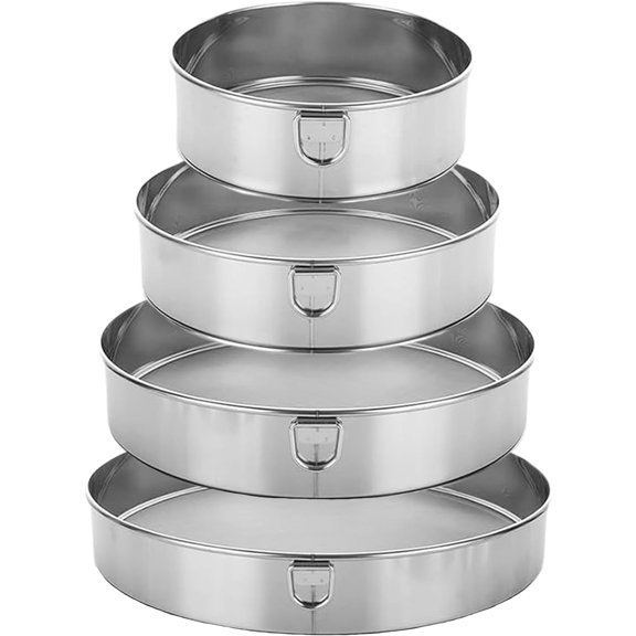 4 Pieces Stainless Flour Sifter Set: 60 Mesh Flour Sieve Round Sifter for Baking, Fine Mesh Strainer for Home-Milled Grains,Cocoa Powder and other Fine Powders, 6/8/10/12 Inch