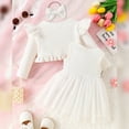 thumbnail image 3 of OBEEII Tulle Tutu Dress for Little Girls and Long Sleeve Cardigan Flowy Casual Outfits Birthday Party Kids Girl Clothing, White Size 3M-3T, 3 of 10