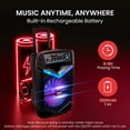 thumbnail image 4 of Portable Bluetooth PA Speaker System - 600W Rechargeable Outdoor Bluetooth Speaker Portable PA System w/ 10” Subwoofer 1” Tweeter, Recording Function, Mic In Party Lights USB/SD Radio, 4 of 7