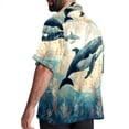 thumbnail image 3 of Whale Men's Hawaiian Shirt, Short Sleeve Printed Button Down Beach Casual Tops, Summer Spread Collar Men's Shirts, 3 of 6